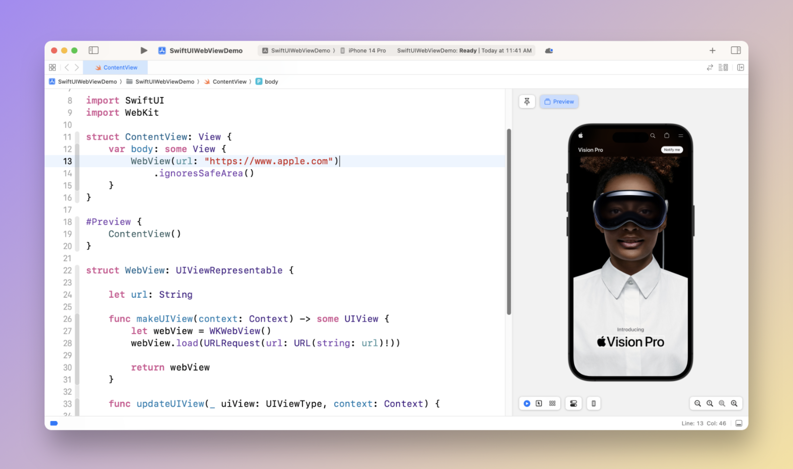 圖 1.6. 移植 WKWebView 至 SwiftUI