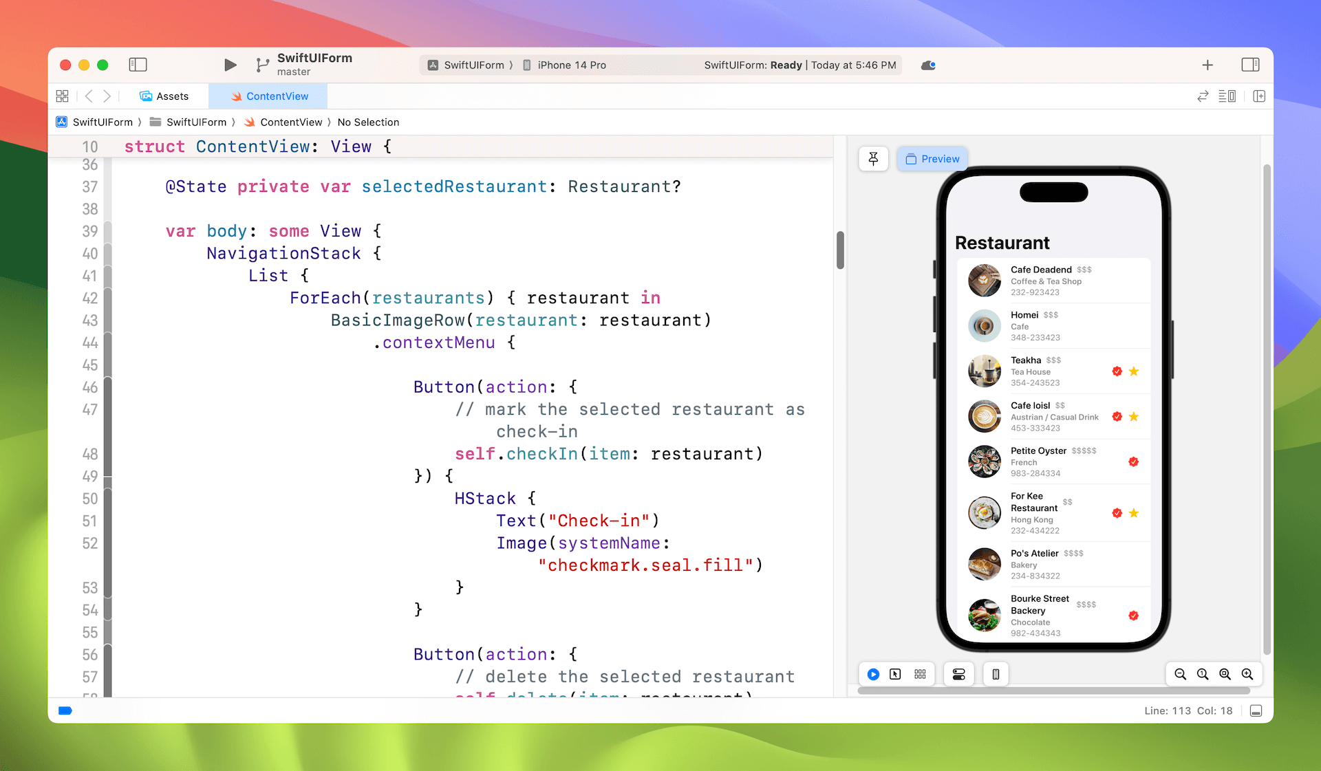 圖 13.2. 餐廳清單視圖
