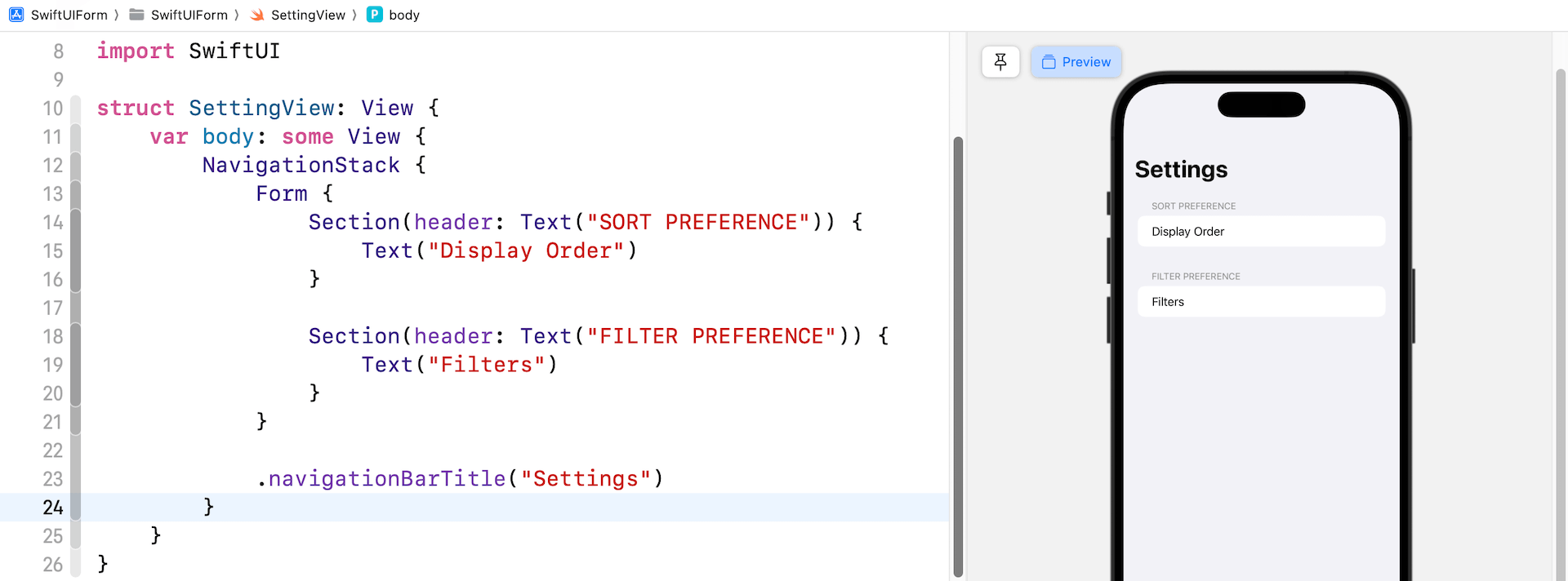 圖 13.4. 建立一個包含兩個區塊的簡易表單