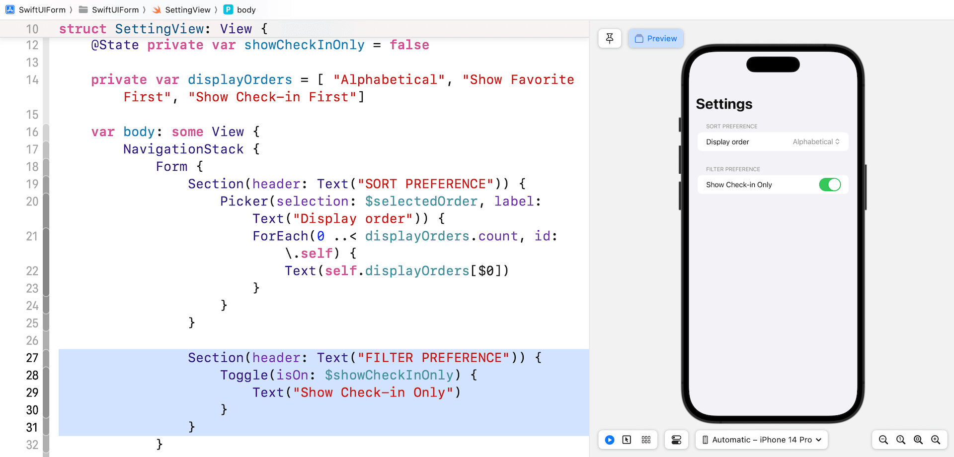 圖 13.6. 顯示一個切換開關