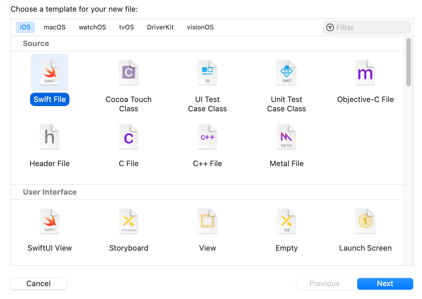 圖 14.1　建立一個新的 Swift 檔