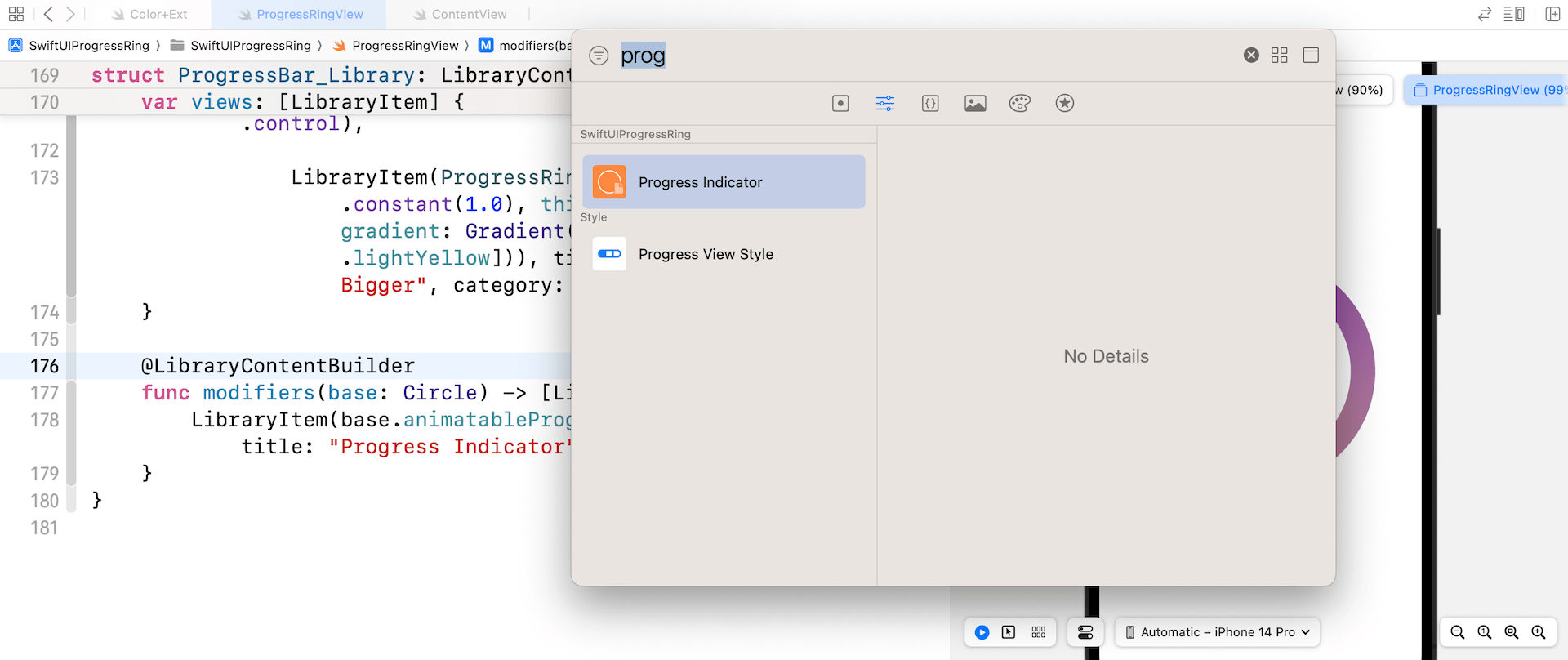 圖 31.6. 將 Progress Indicator 加至 Modifier 庫
