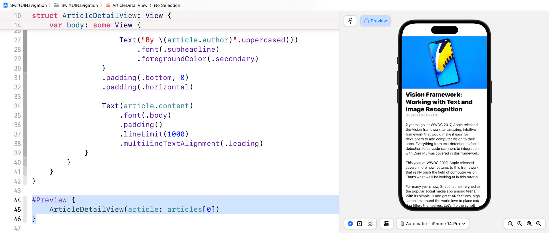 圖 11.11. 用於顯示文章的細節視圖