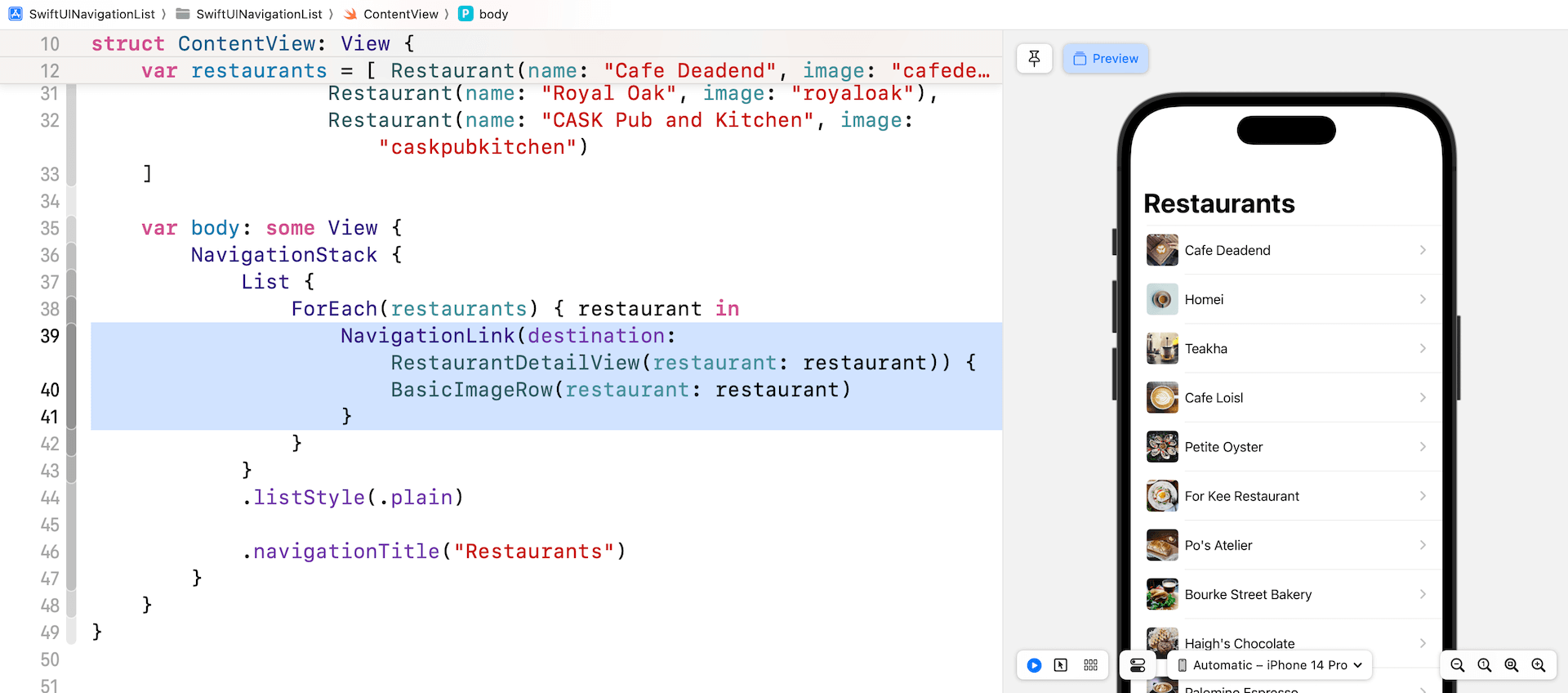 圖 11.5. 執行 App 來測試導覽