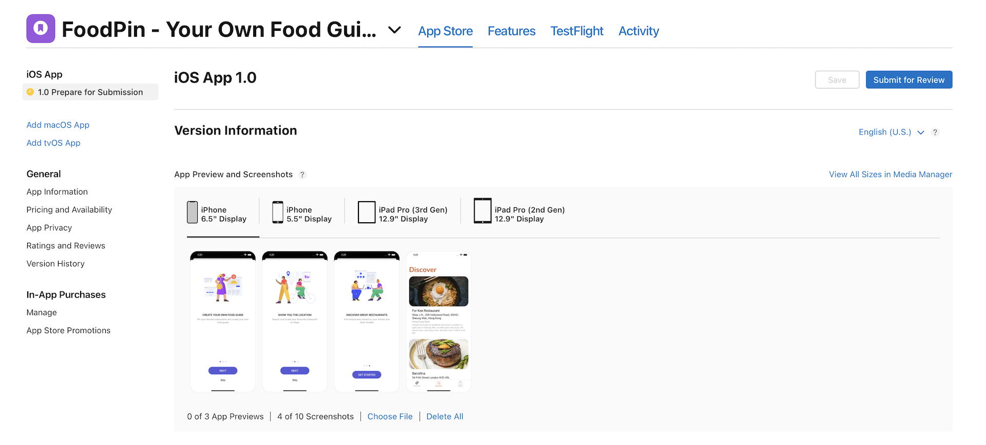 圖 27.3 　點選「Submit for Review」按鈕來提交你的 App 