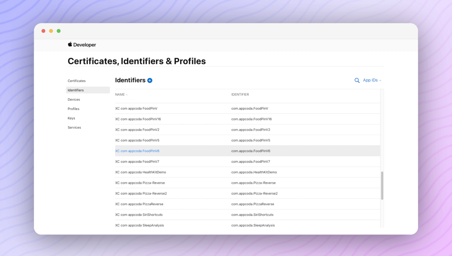 圖 25.5. 範例 App ID 