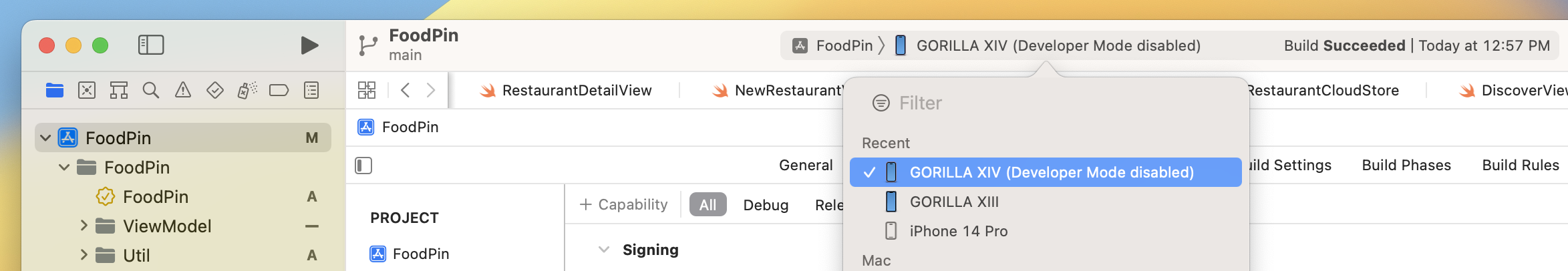 圖 25.6 　在方案彈出式選單中的 iOS 裝置