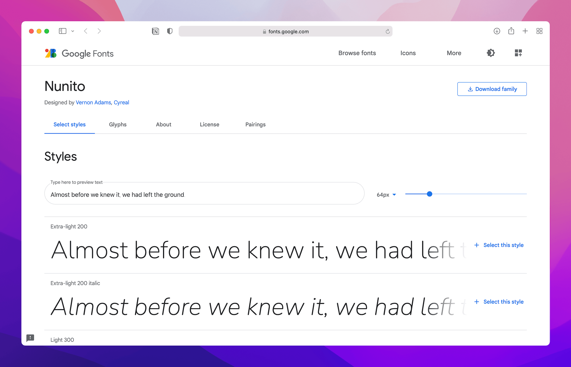 圖 12.1. 下載喜愛的 Google 字型