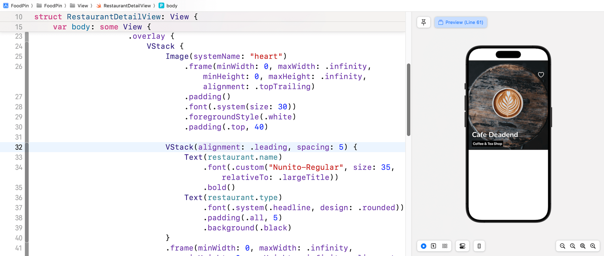 圖 12.10. 加入餐廳名稱與類型
