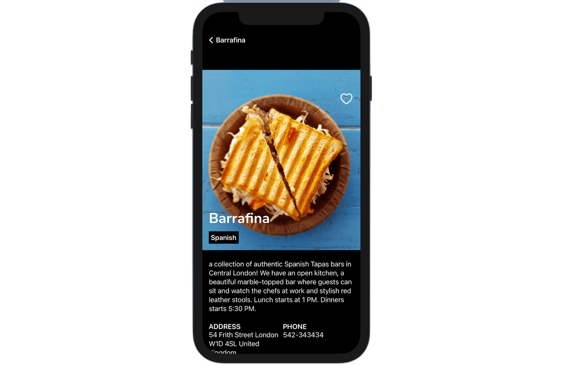 圖 12.13. 顯示餐廳描述