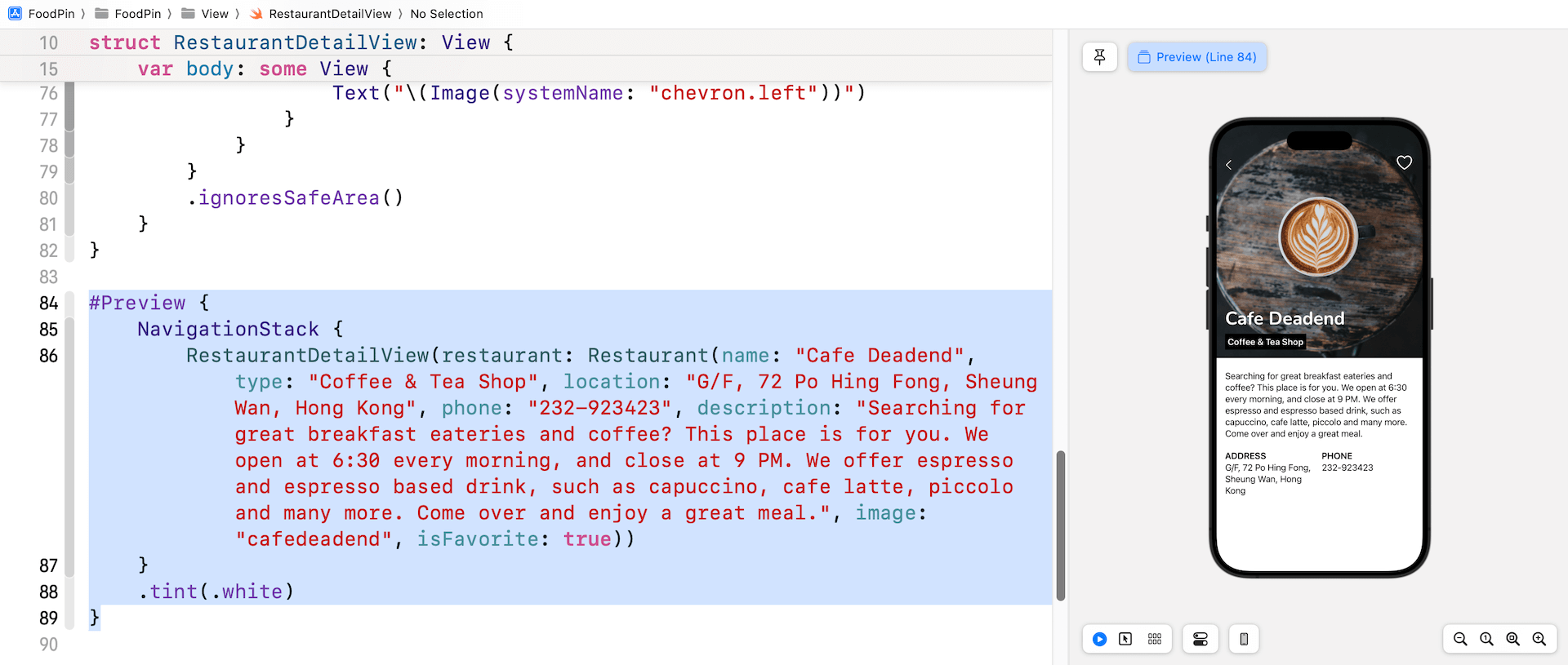 圖 12.15. 預覽具有導覽列的細節視圖
