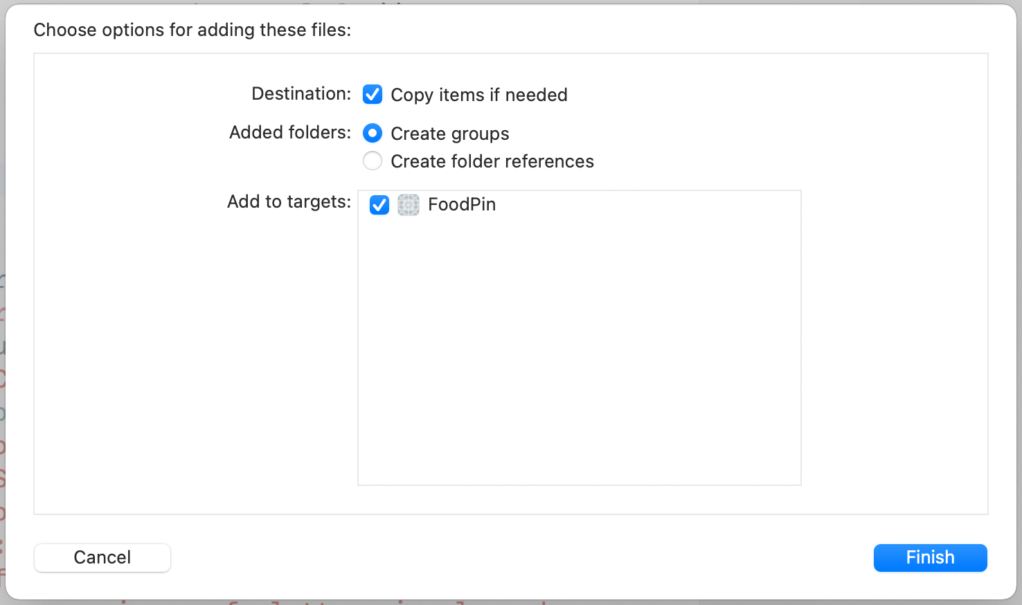 圖 12.3. 勾選「Copy item if needed」與目標