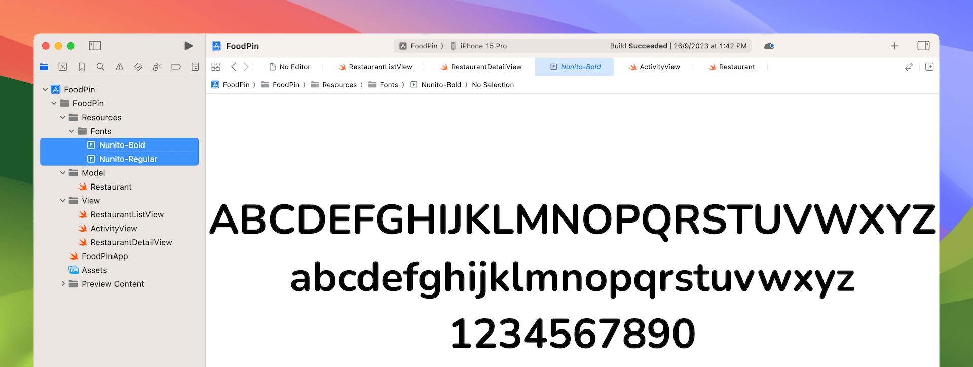 圖 12.4. 在 Target Membership 下勾選「FoodPin」選項
