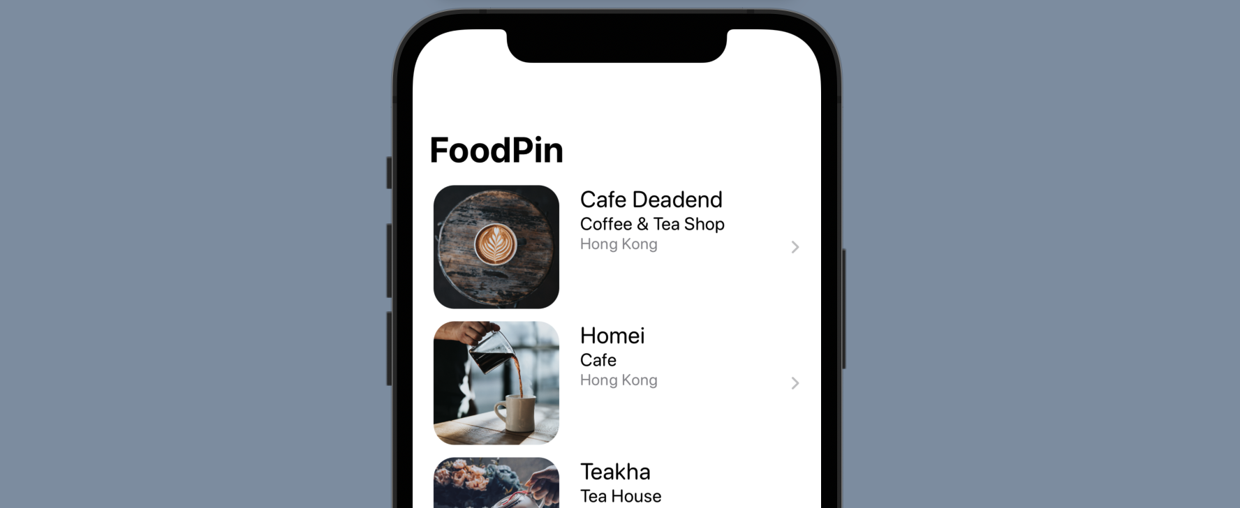 圖 11.12. 　iOS 為所有列加入了揭示指示器