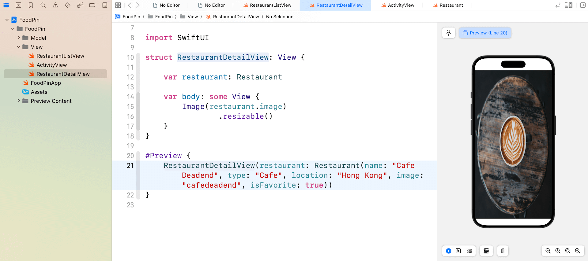Figure 11-4. The UI of the detail view