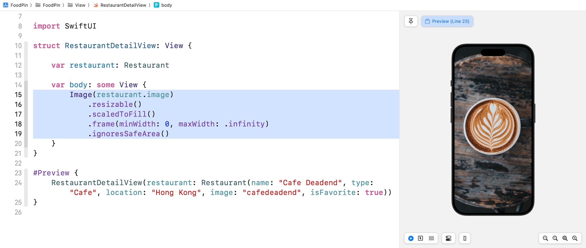 圖 11.5. 使用scaleToFill 縮放圖片