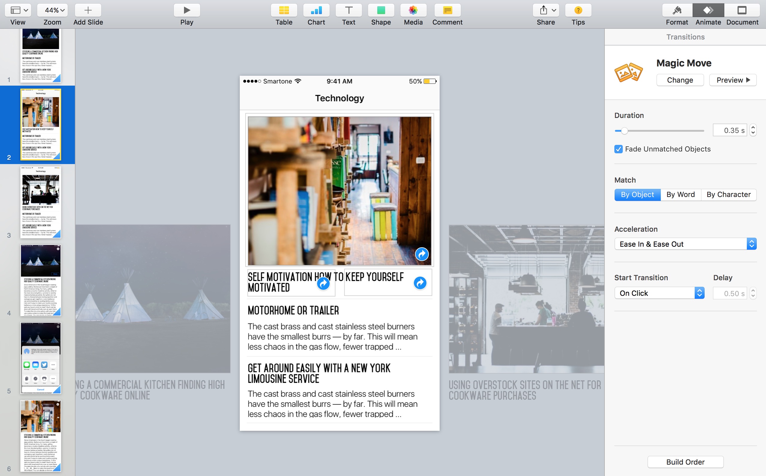 圖 5.11. 使用 Keynote 設計 App 原型