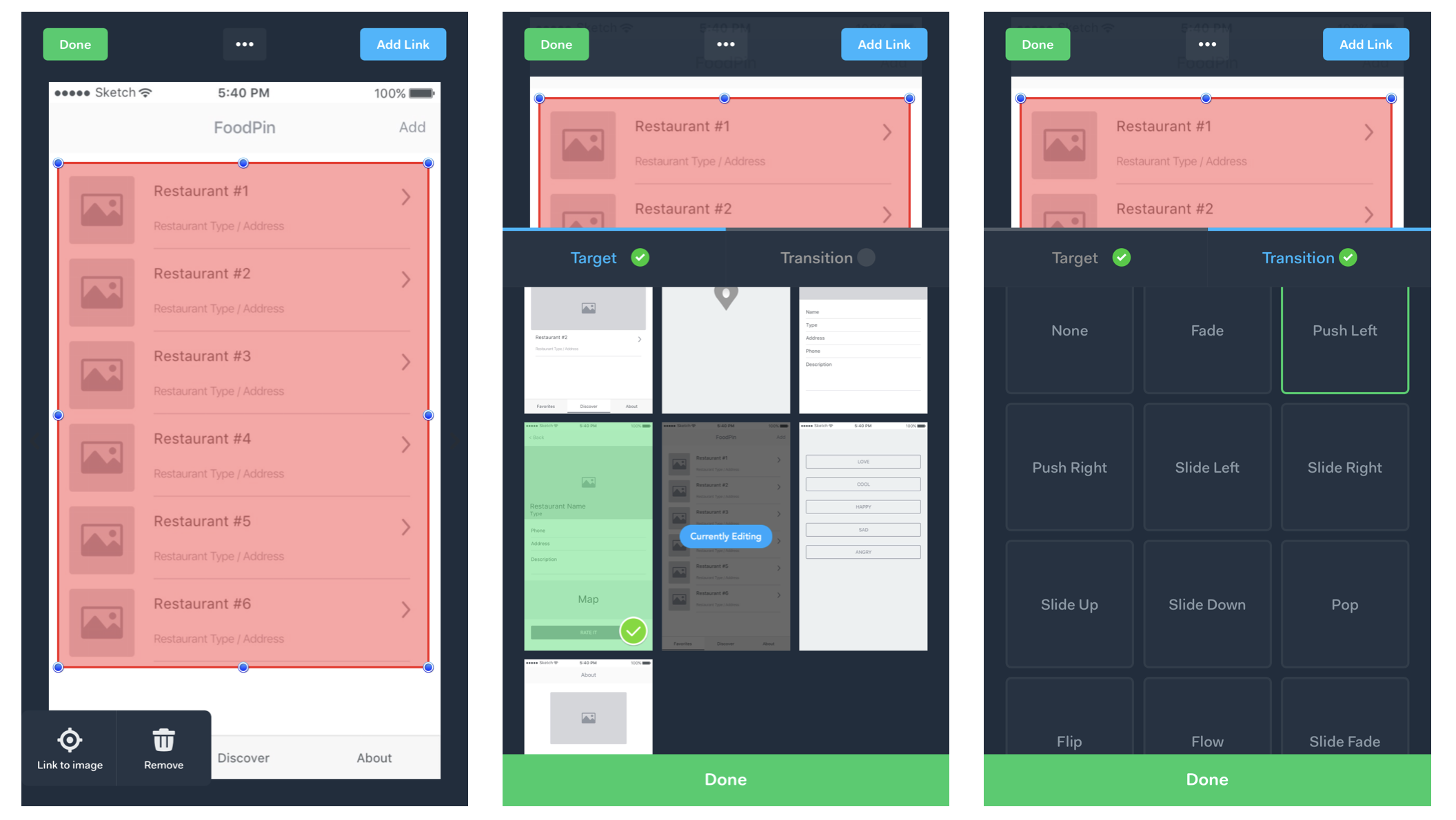 圖 5.5. 在POP 定義畫面間的轉場