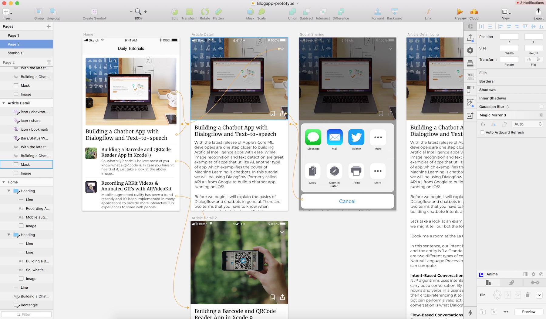 圖 5.6. 使用 Sketch 設計 App UI 