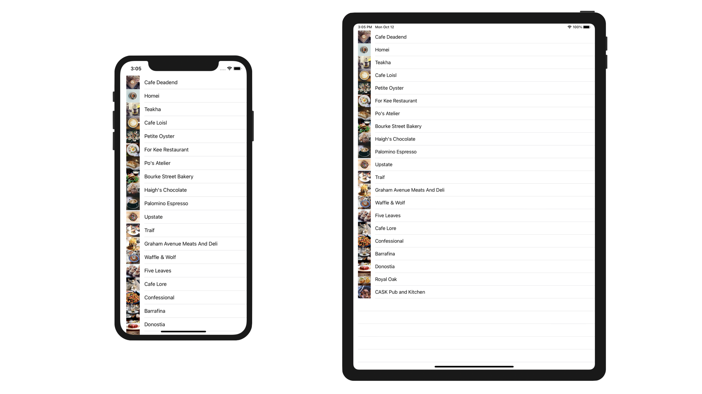 圖 6.10. 在 App 中顯示不同的餐廳圖片