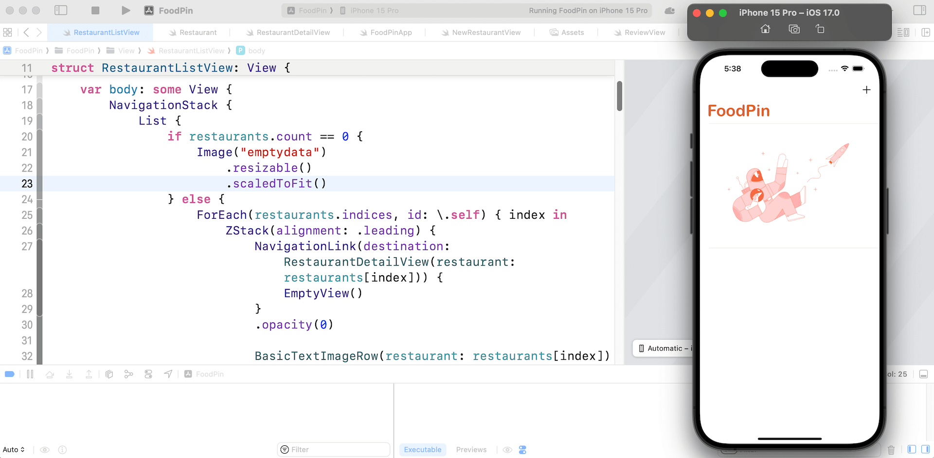 圖 18.4. 當清單視圖為空時顯示圖片