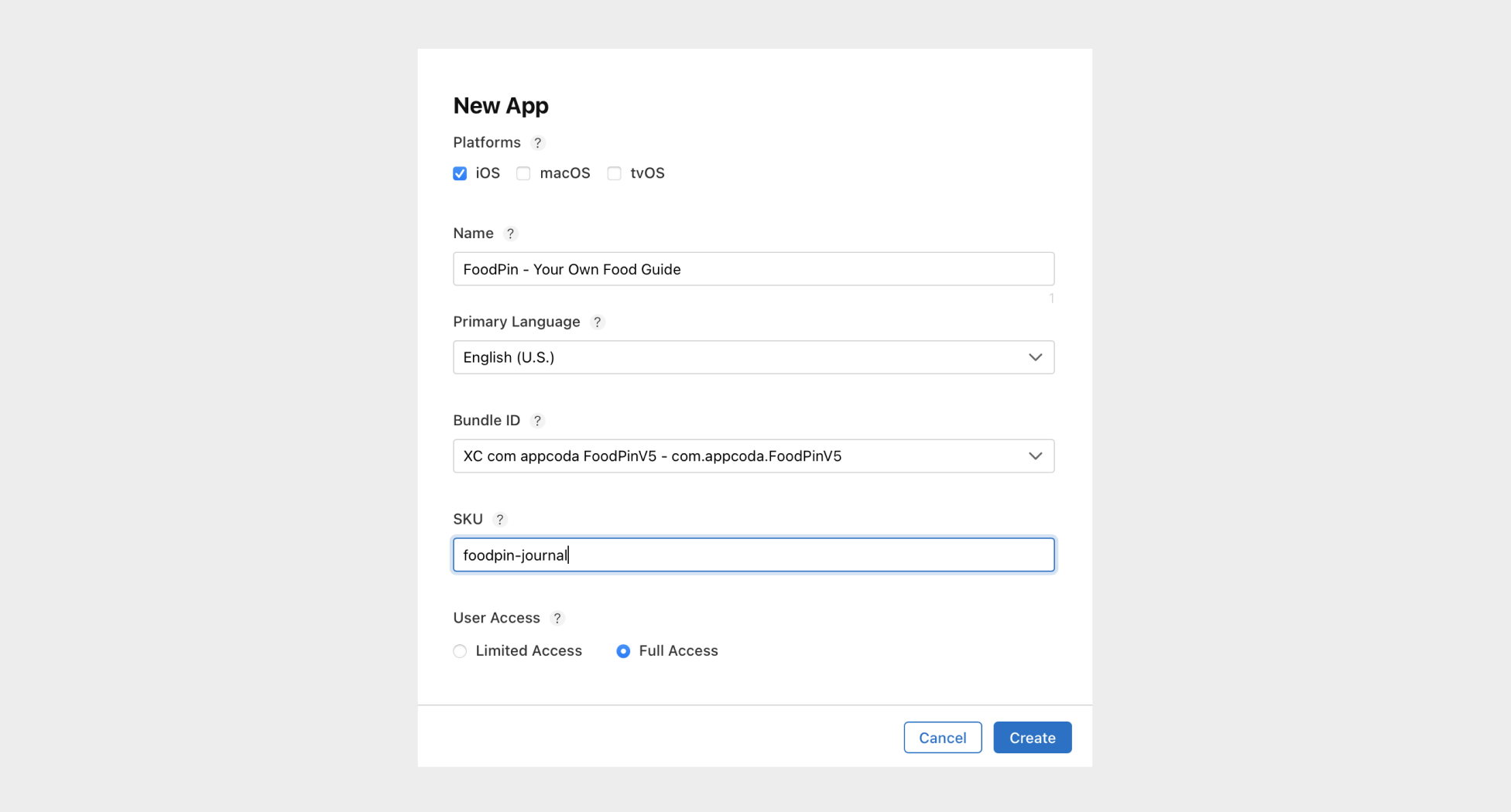 圖 26.2 填入你的 App 資訊