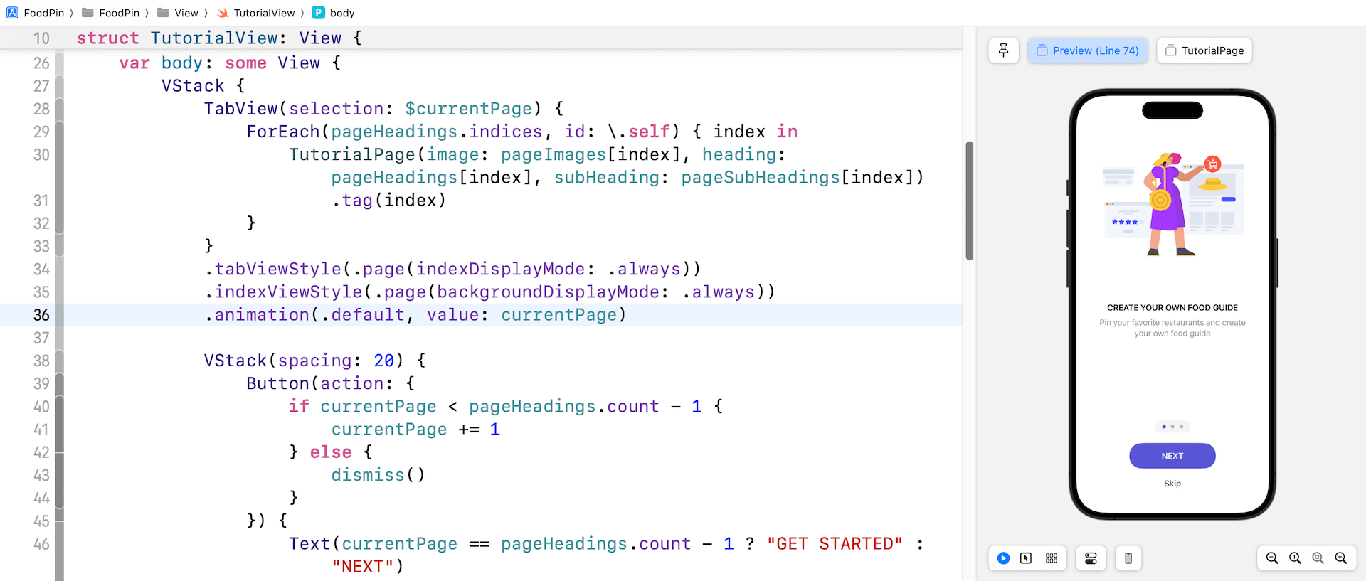 圖 20.7. 　加入 Next 和 Skip 按鈕