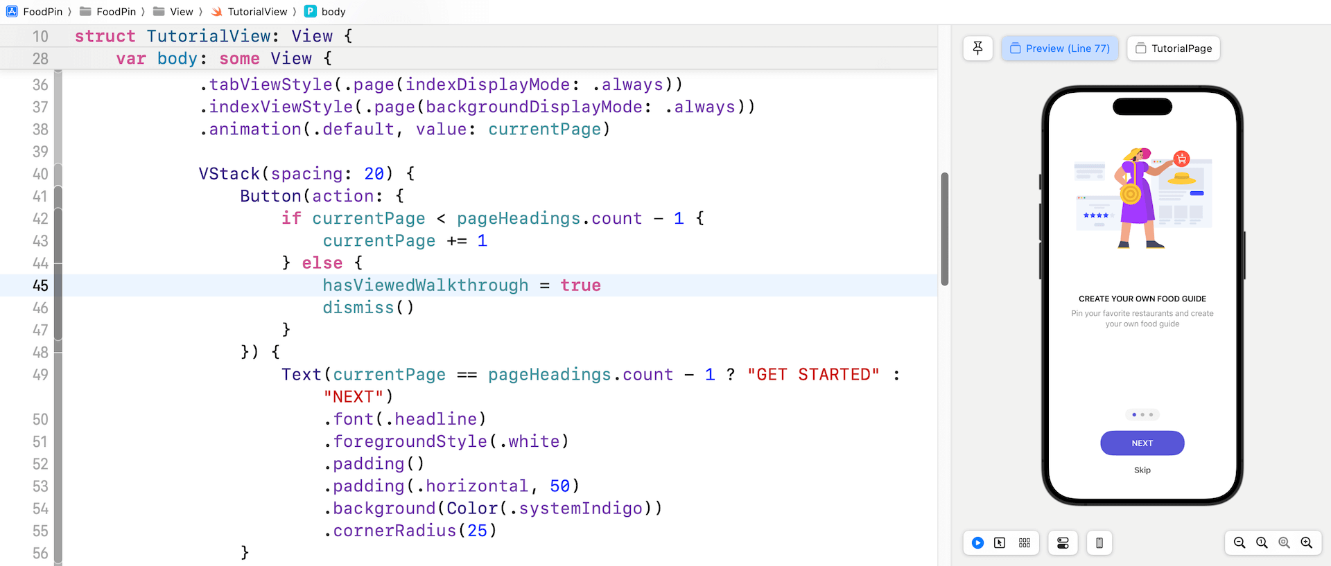 圖 20.9. 首次啟動 App 時顯示導覽畫面
